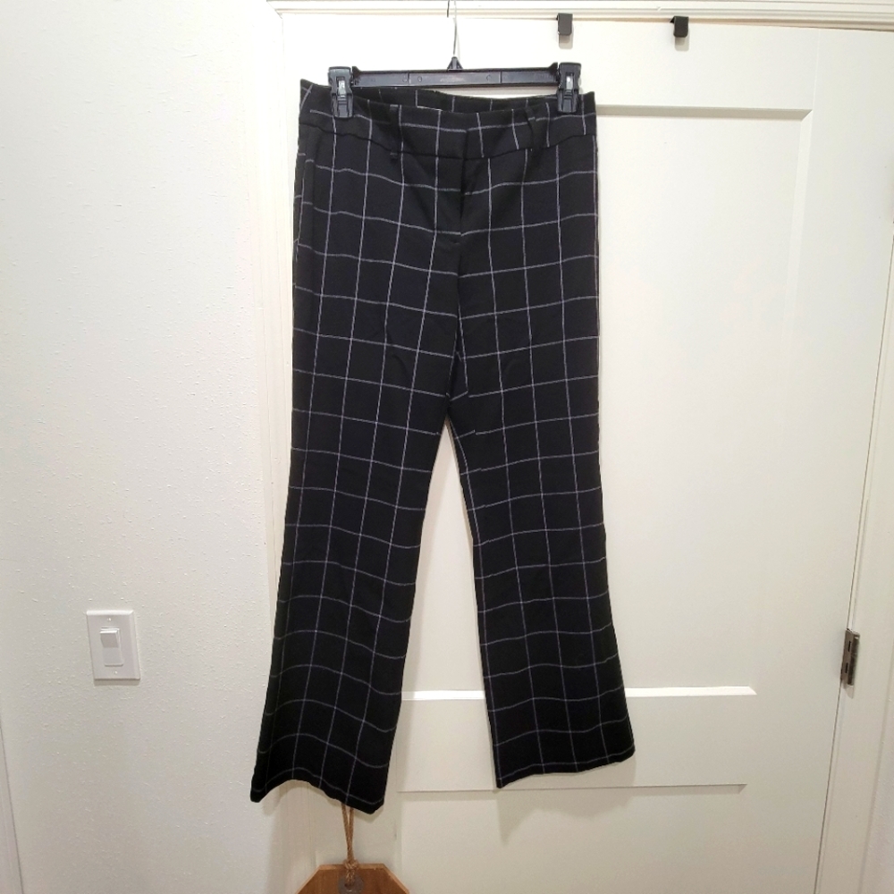 Loft Size 8 Black Plaid Dress Trousers